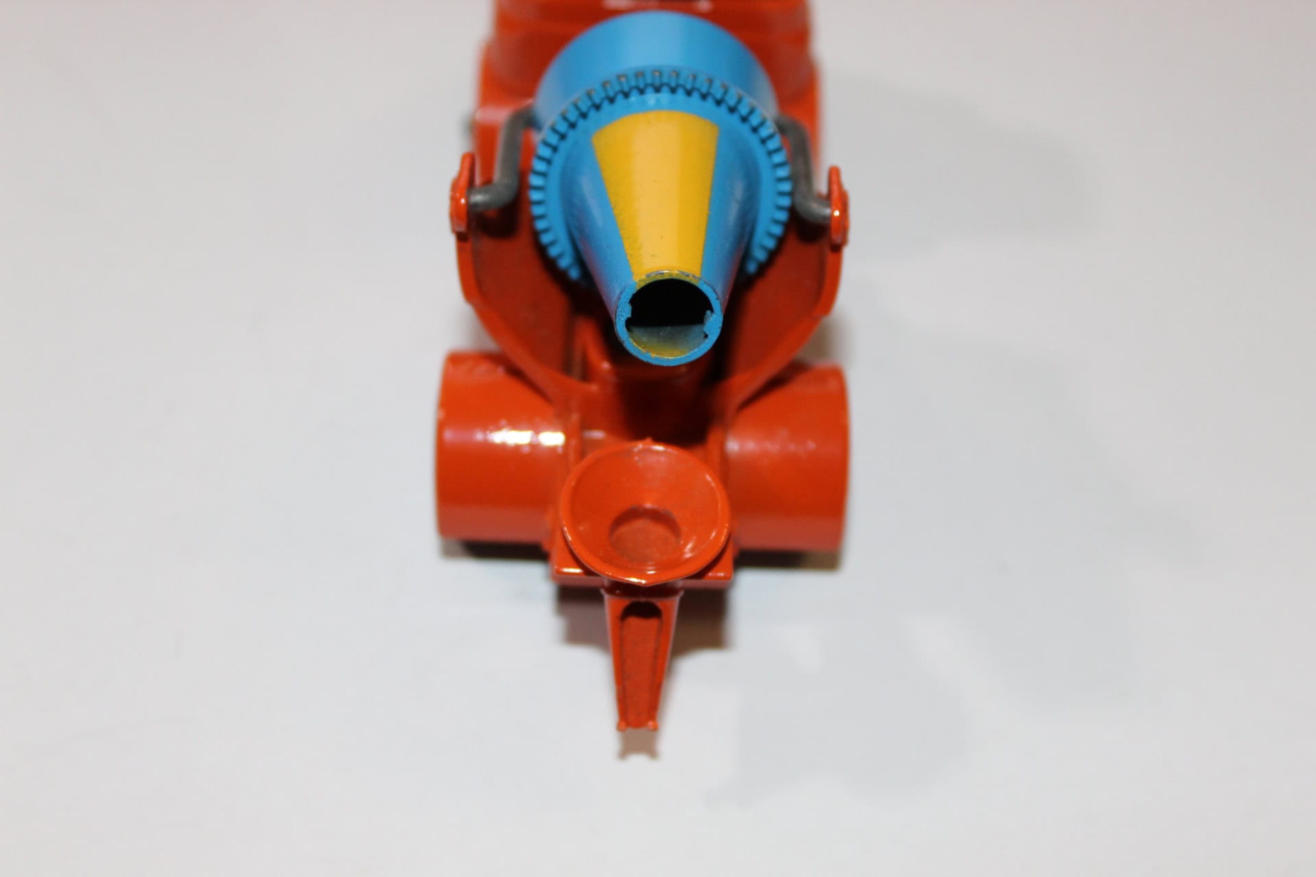 Detailed view of Dinky Toys 960 lorry-mounted concrete mixer, vintage diecast model.