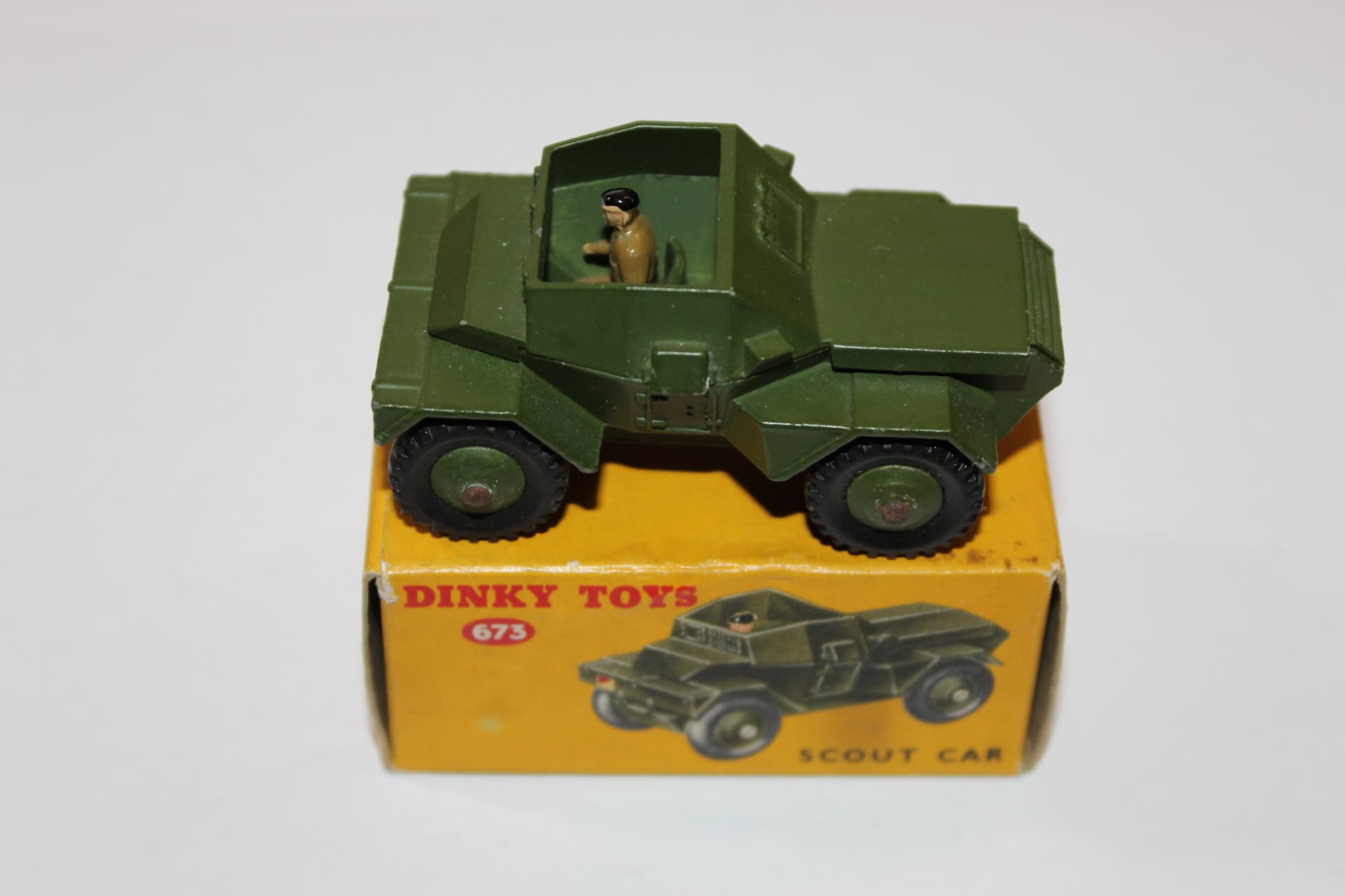 Dinky Toys 903 Foden flat truck toy with driver figure, vintage diecast model for collectors.