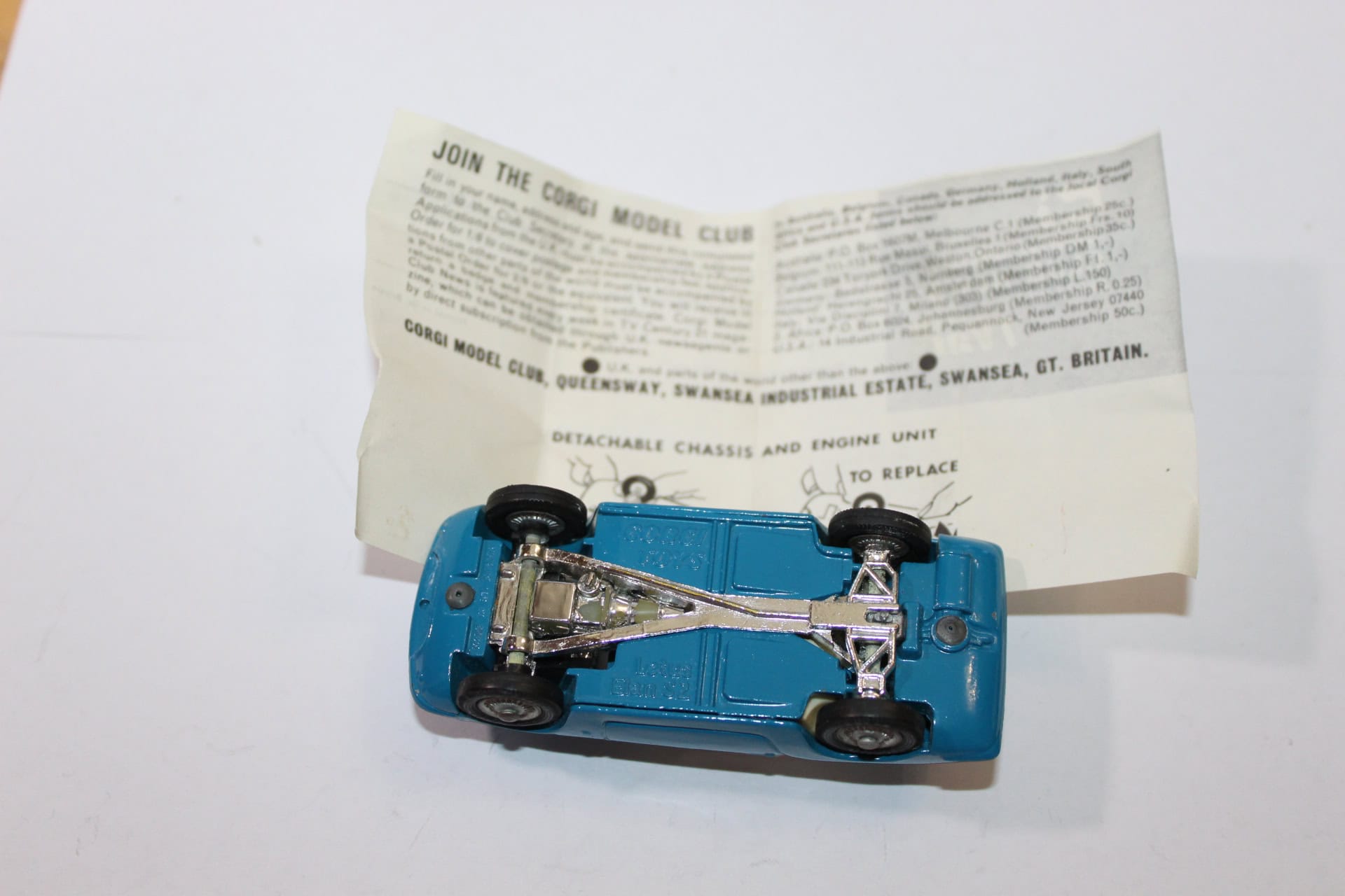 Vintage Corgi model car of Chevrolet State Patrol with paper manual.