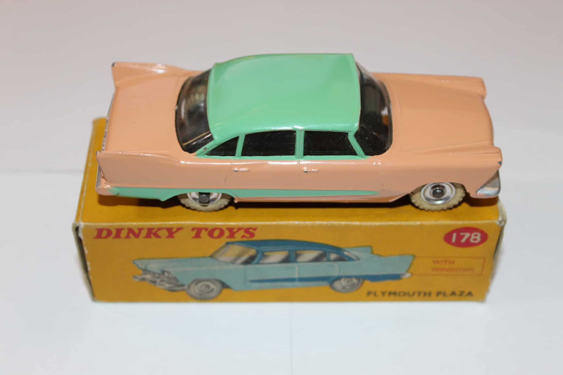 Vintage Dinky Toys 178 Plymouth Plaza diecast model car for collectors.