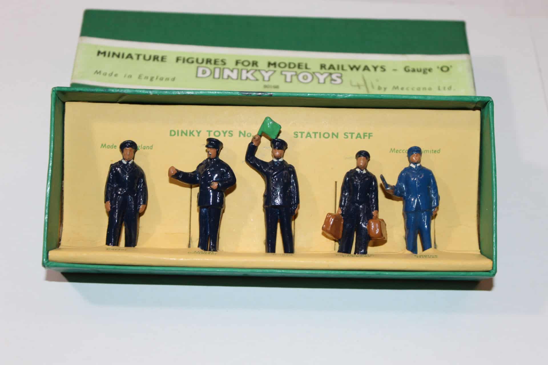 Detailed Dinky Toys No 001 station staff set for model railway displays.