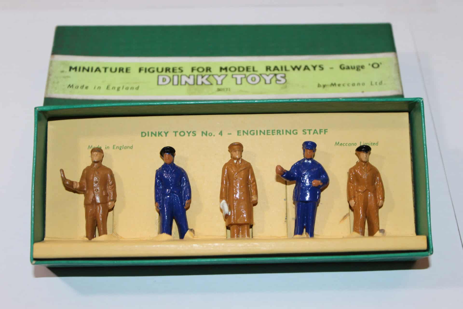 Dinky Toys No 004 engineering staff miniature figures in original box.