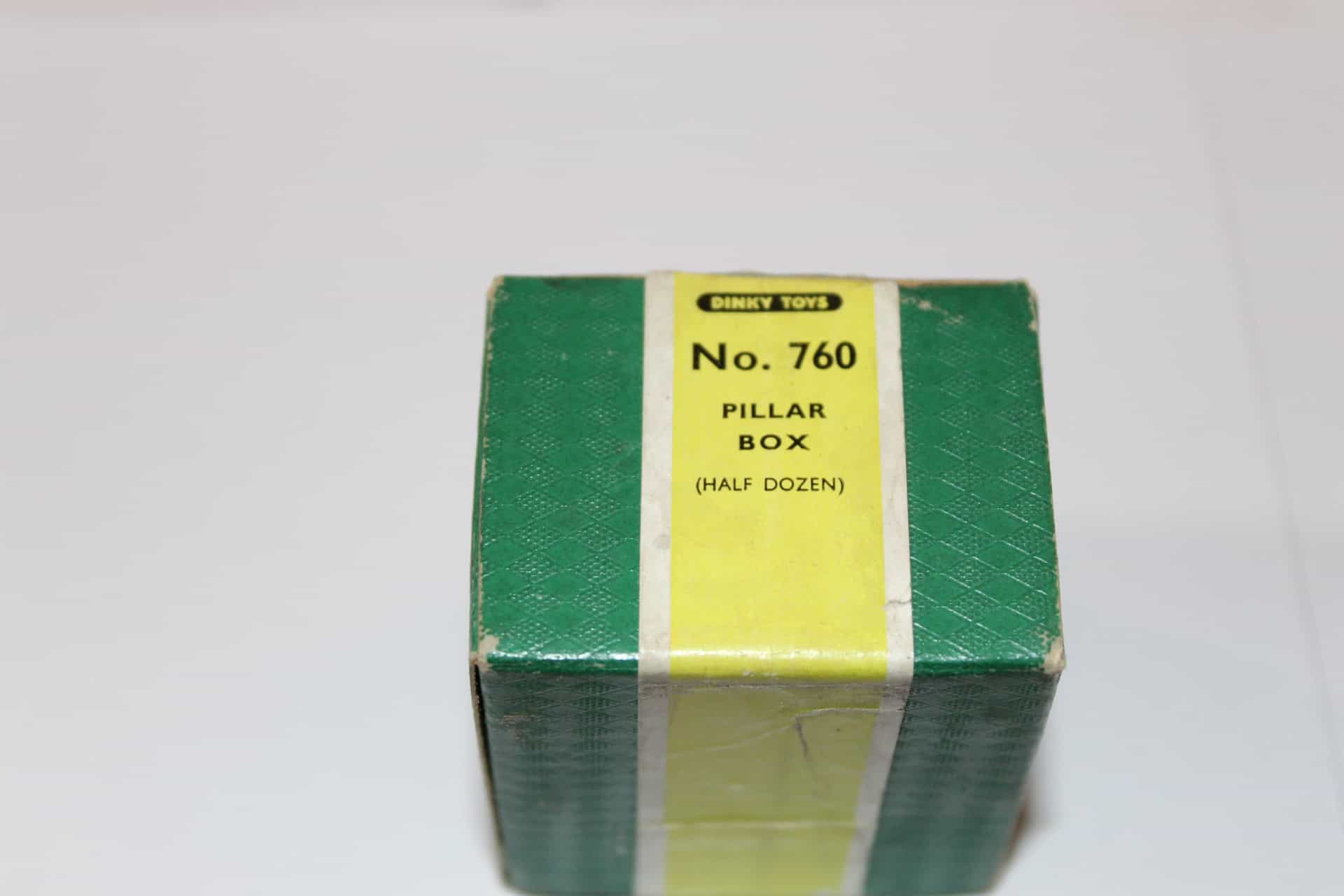 Dinky Toys No 760 trade box containing six pillar boxes for model collection. box end