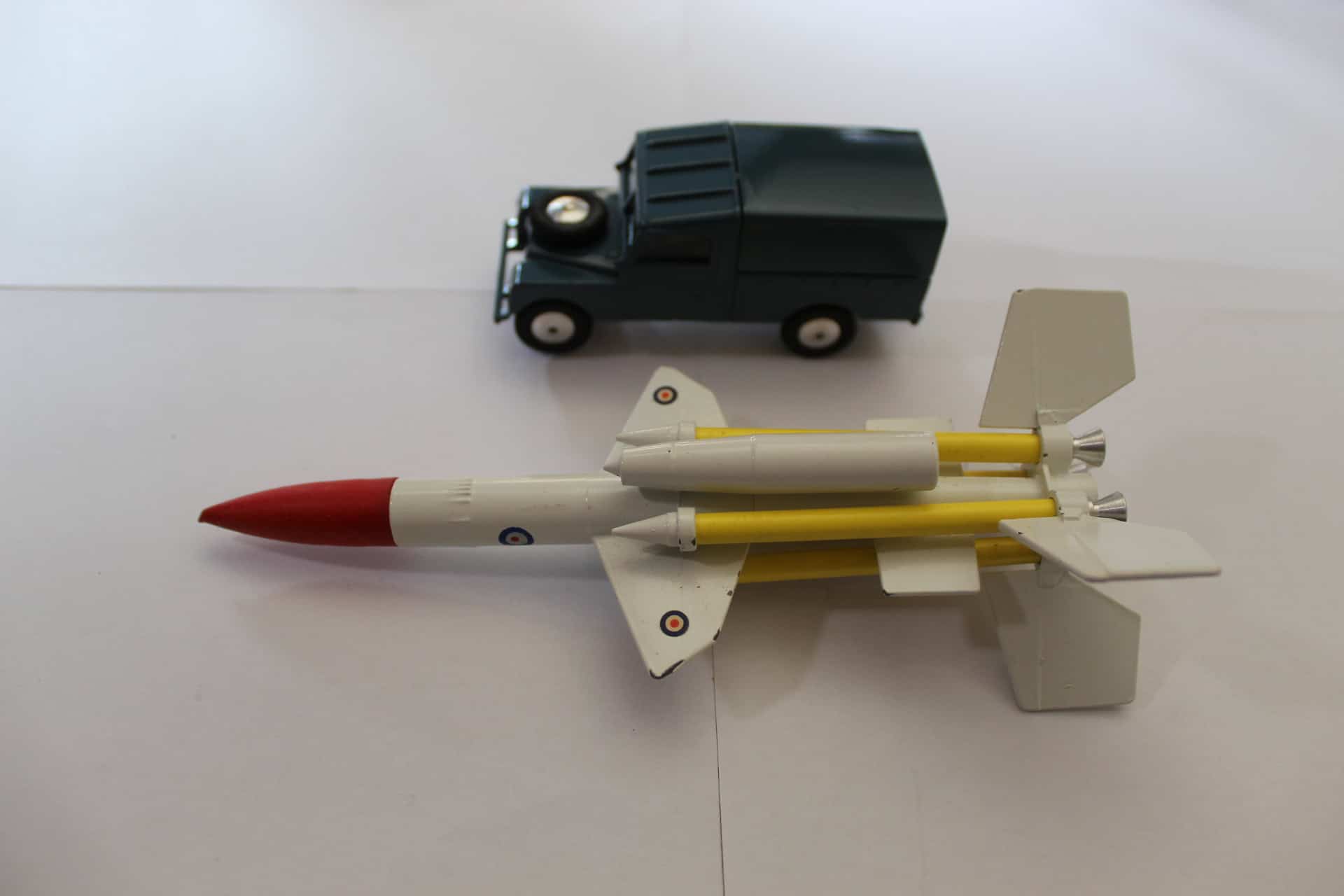 Vintage Corgi Toys Bristol 'Bloodhound' missile and vehicle gift set for collectors.