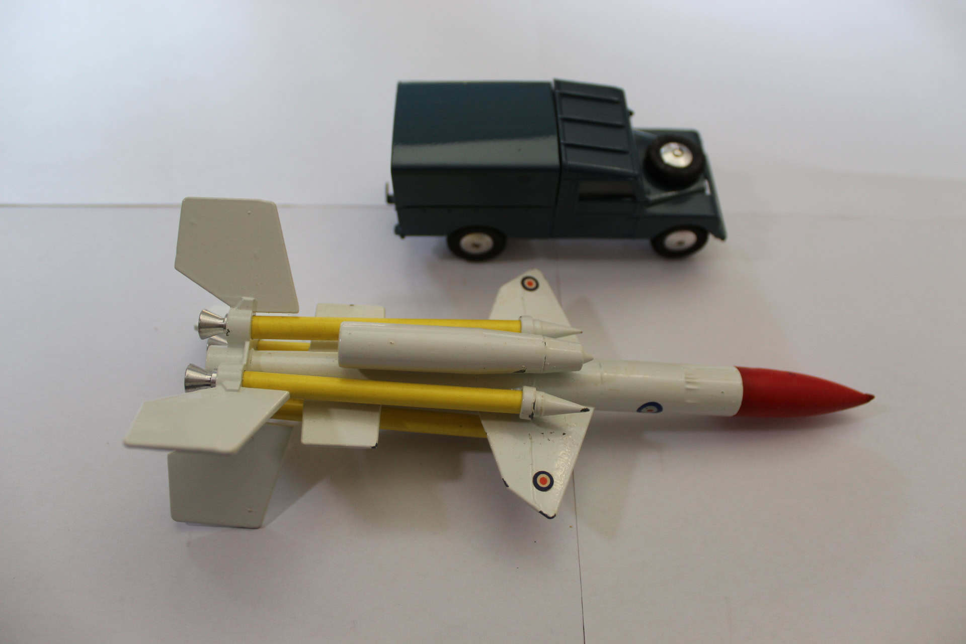 Detailed model of a Bristol 'Bloodhound' missile and vehicle from the Corgi Toys gift set.