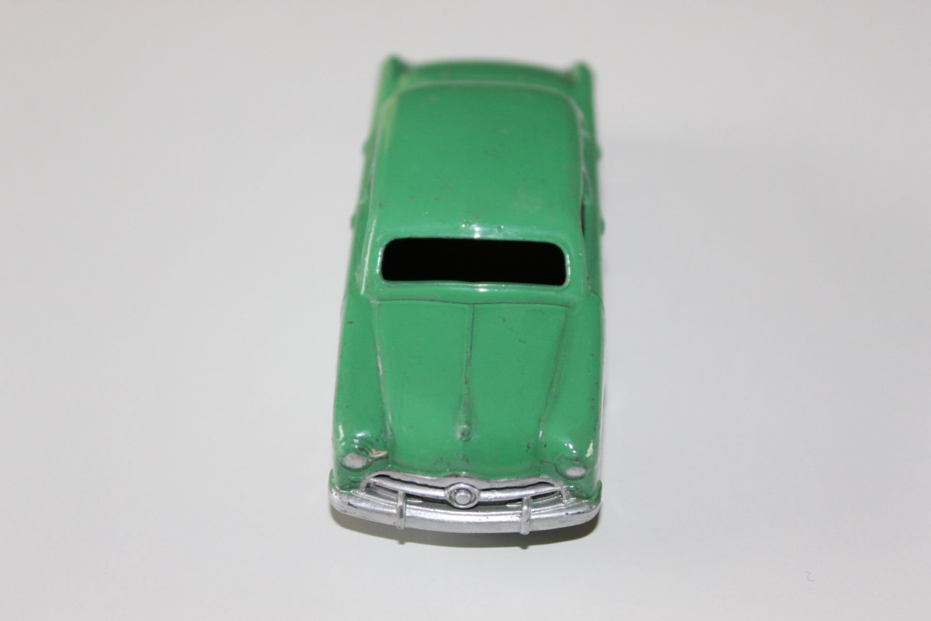Green diecast Dinky Toys 29F/280 observation coach with black window.