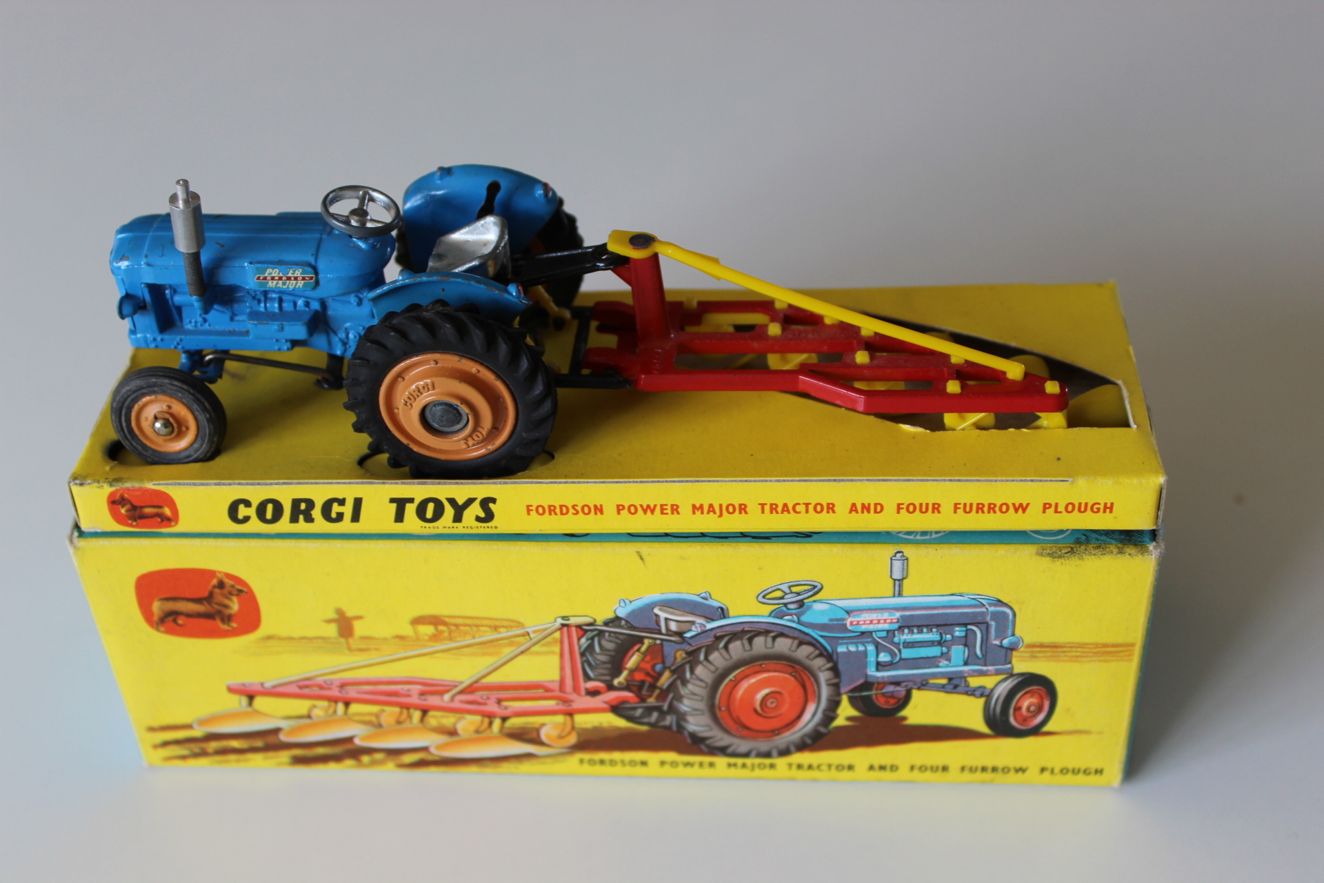fordson power major tractor and furrow plough corgi toys gift set 18