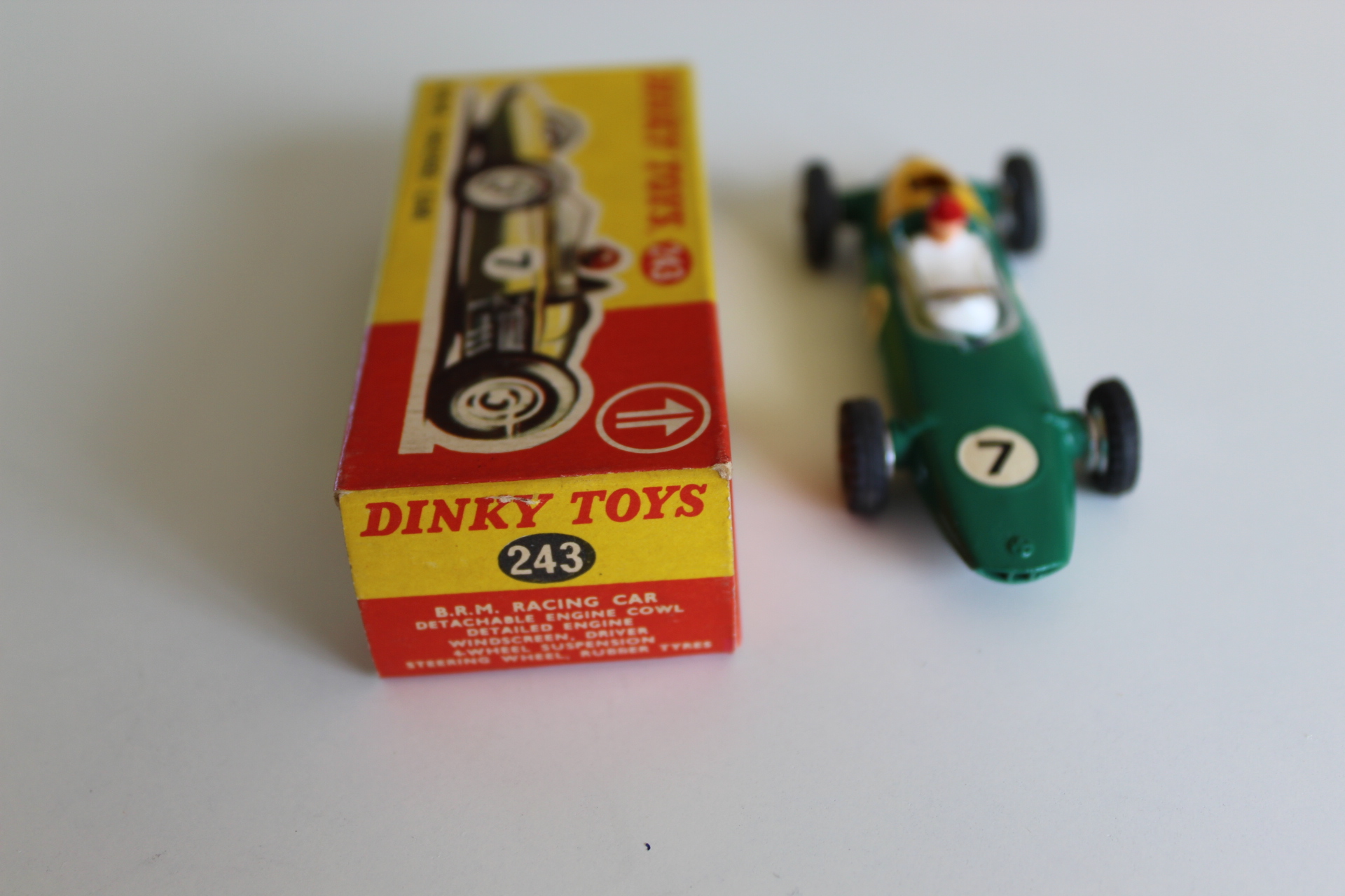 b.r.m. racing car dinky toys 243 front
