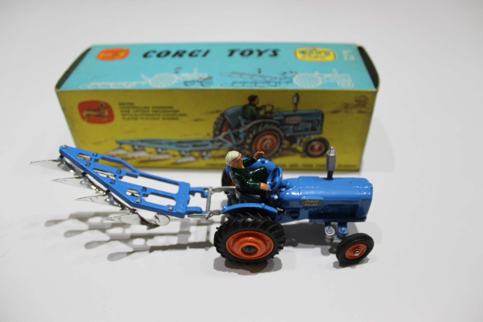 fordson power major tractor and four furrow plough corgi gift set 13 side
